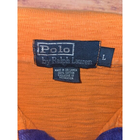 Polo Ralph Lauren Mens Orange Striped Polo Shirt Large - Picture 4 of 7